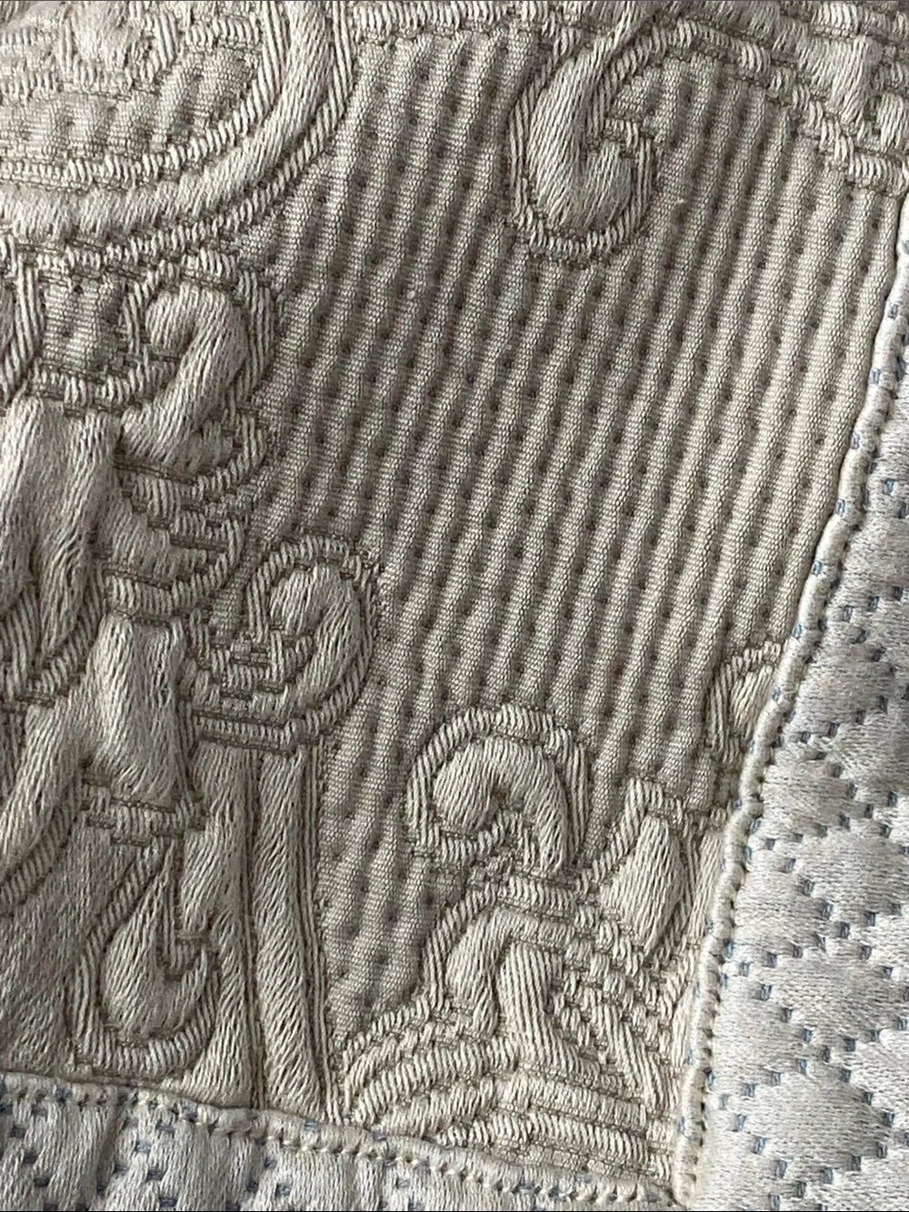 Neutral Cream Embossed Comforter with Quilted Trim